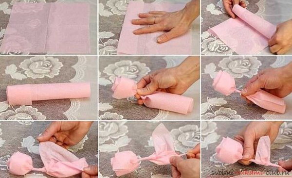 Как сделать розочку из салфетки пошагово