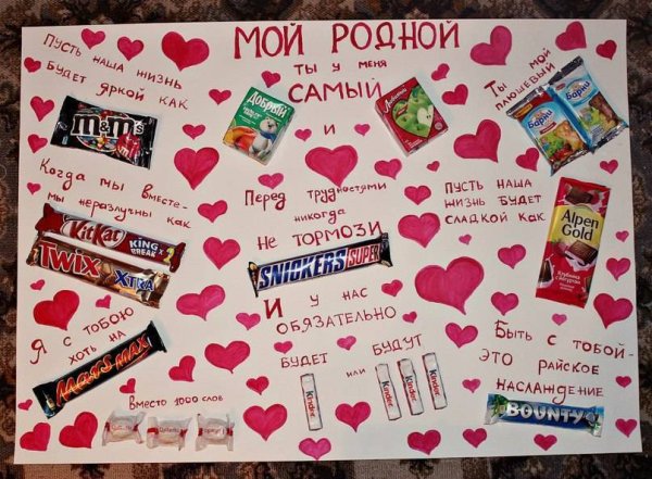 Плакат со сладостями на день рождения мужу