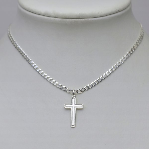 Серебряная цепочка с крестиком женская