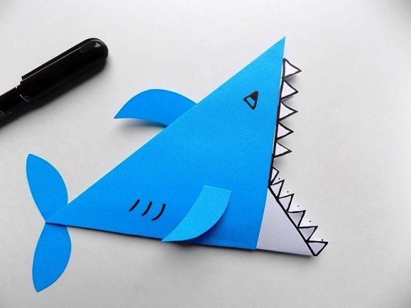 Аппликация акула из бумаги
