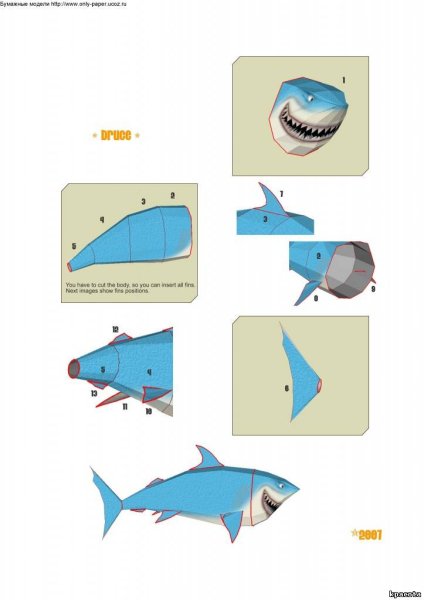 Акула модель из бумаги