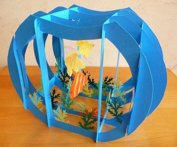 Объемный аквариум из бумаги