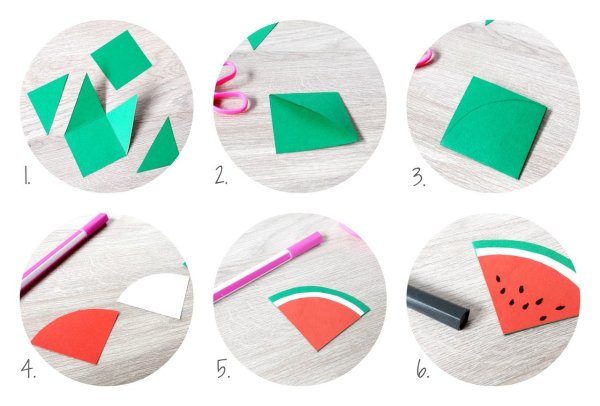 Оригами Арбуз из бумаги для детей