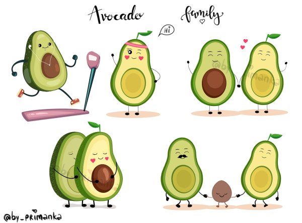 Наклейки авокадо милые
