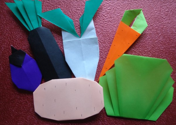 Оригами из бумаги овощи