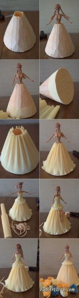Кукла из картона в платье