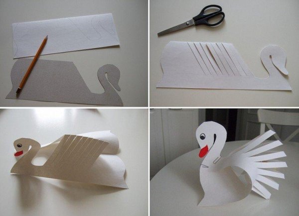 Объемный лебедь из бумаги