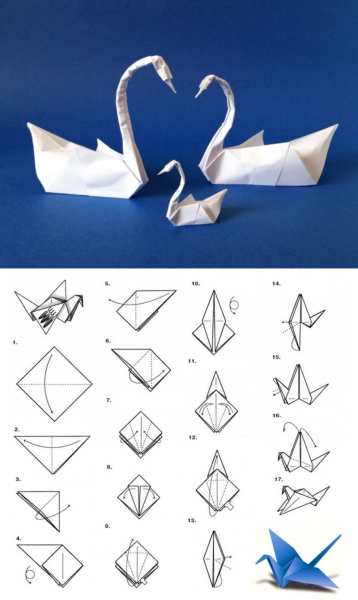Оригами лебедь из бумаги для детей 8 лет