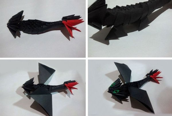 Оригами голова дракона