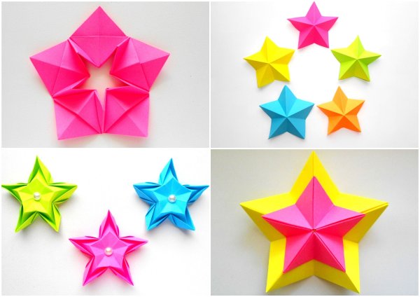 Оригами из бумаги звезда объемная пятиконечная