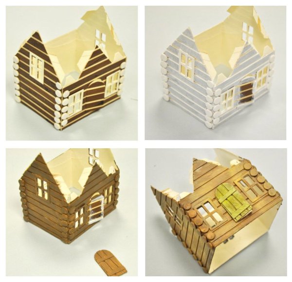 Деревенский домик из картона
