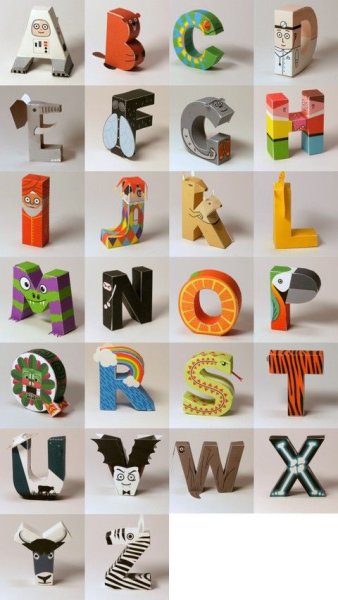 Буквы из разных материалов