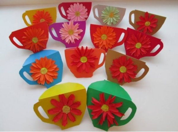 Поделки чашечка с цветами из бумаги