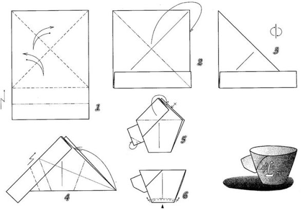 Оригами посуда из бумаги для детей