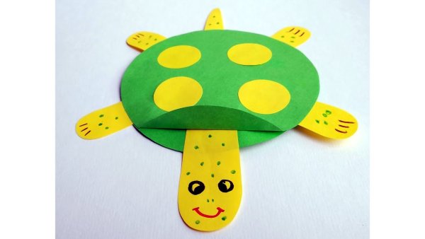 Поделка черепаха из цветной бумаги
