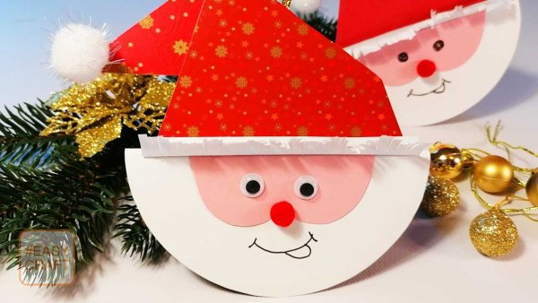 Дед Мороз из цветной бумаги поделка