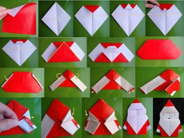 Новогодние поделки дед Мороз оригами