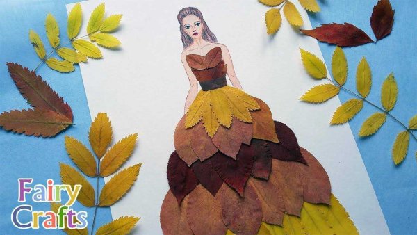 Девушка в платье из листьев поделка