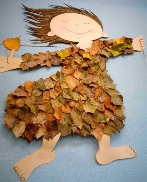 Поделка девушка осень из листьев
