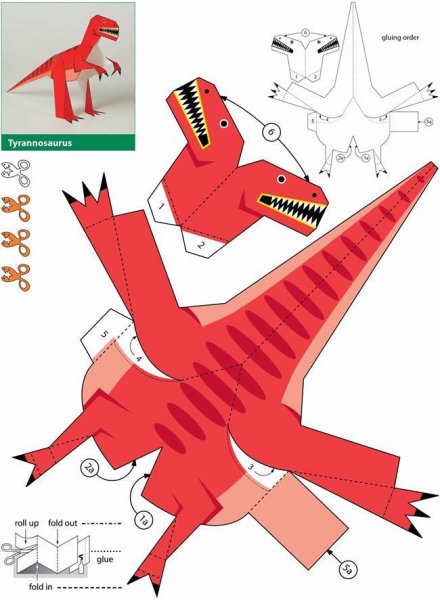 Бумажные динозавры для склеивания