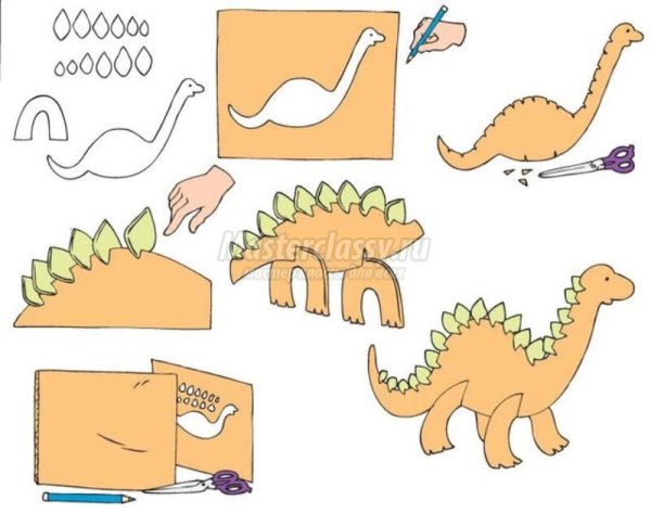 Динозавры из картона для детей