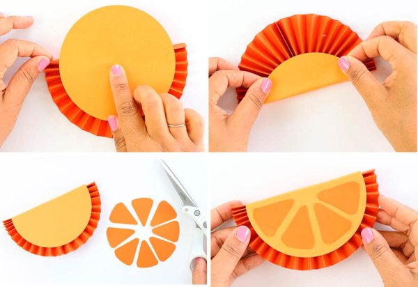 Апельсин из цветной бумаги