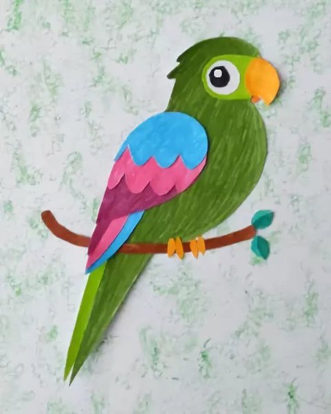 Попугай из цветной бумаги