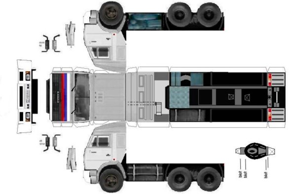 Развертка КАМАЗ 54115 С прицепом
