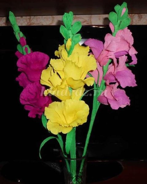Гладиолус цветок изгафрировоной бумаги