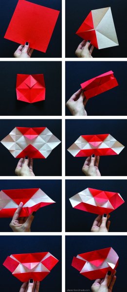 Поделка губы из бумаги оригами