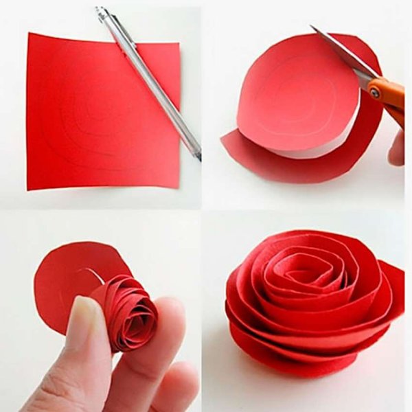 Объемные розы из бумаги