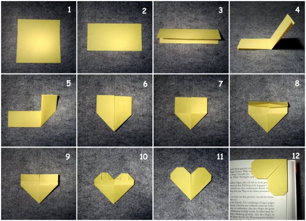 Закладка сердечко оригами