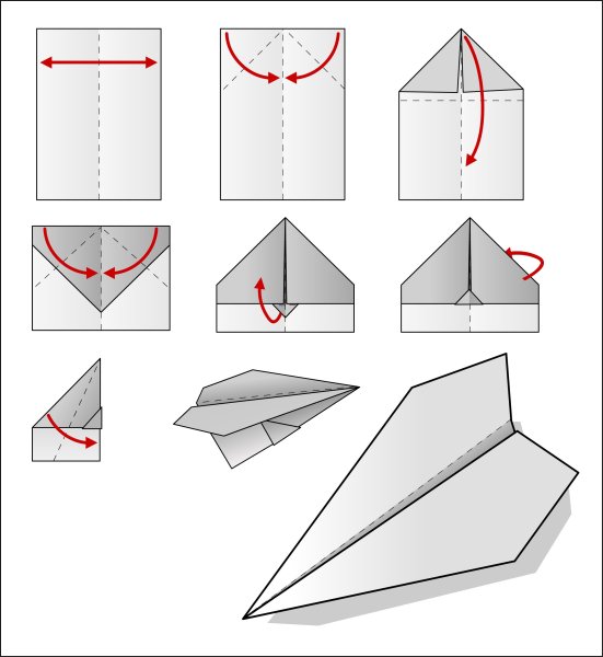 Схема как сделать самолетик из бумаги а4