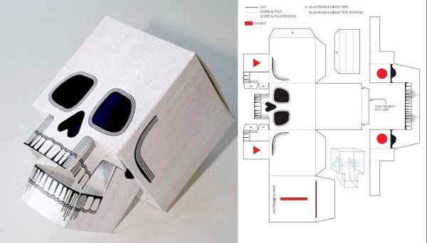 Череп из бумаги схема