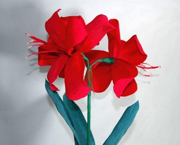 Красный цветок из бумаги