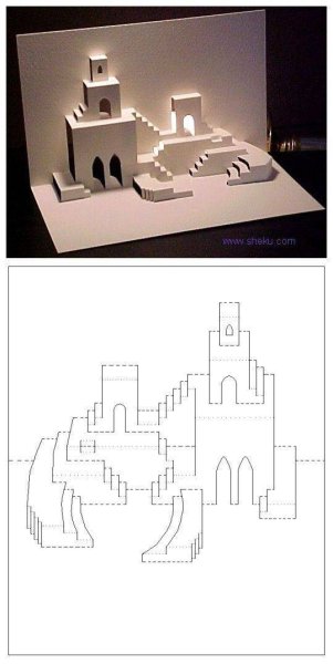 Киригами схема архитектурного здания