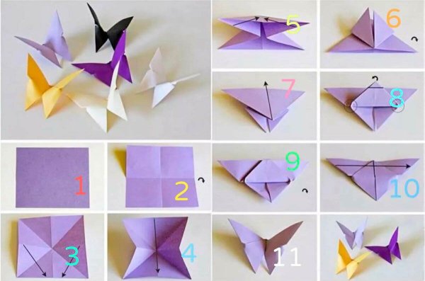 Бабочка оригами поделка из бумаги пошагово