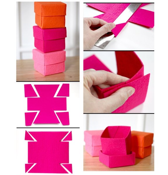 Коробочка из цветной бумаги