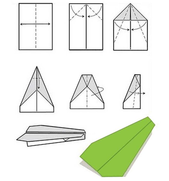 Бумажный самолет схема а4