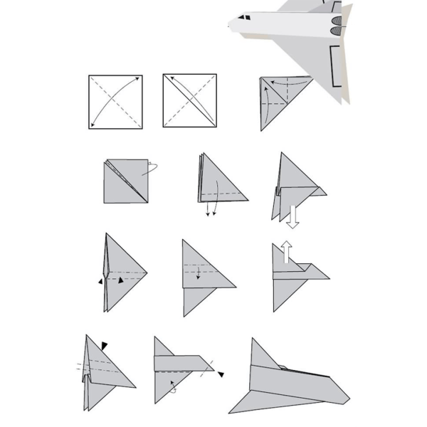 Как сложить самолетик из квадрата бумаги