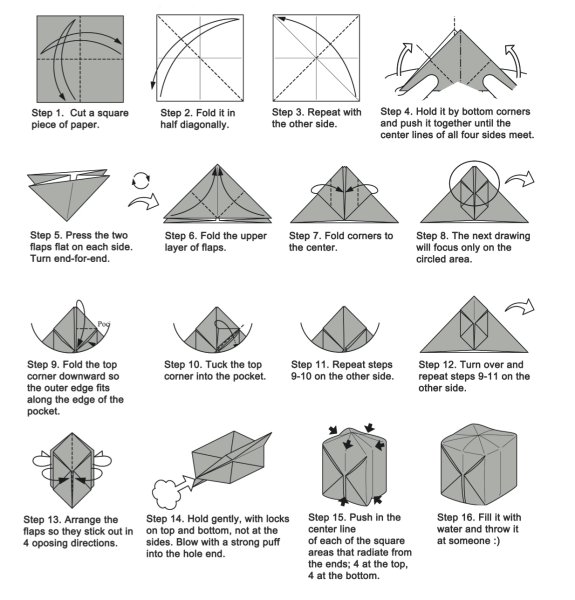 Оригами водяная бомбочка схема