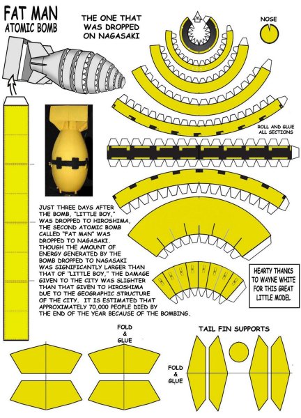 Модель атомной бомбы из бумаги