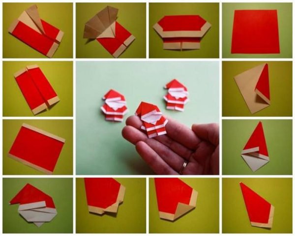 Дед Мороз оригами из бумаги для детей пошагово