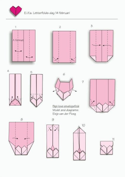 Конверт коробочка оригами сердечко схема