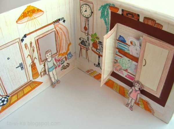 Кукольный бумажный домик для бумажных кукол