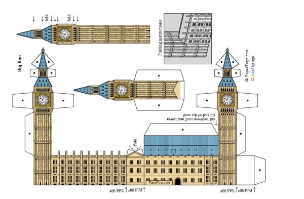 Лондонская башня Биг Бен развертка