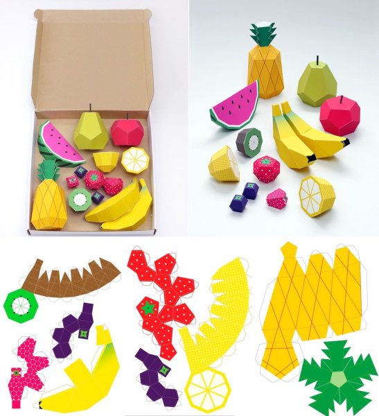 Объёмные фрукты и овощи из бумаги