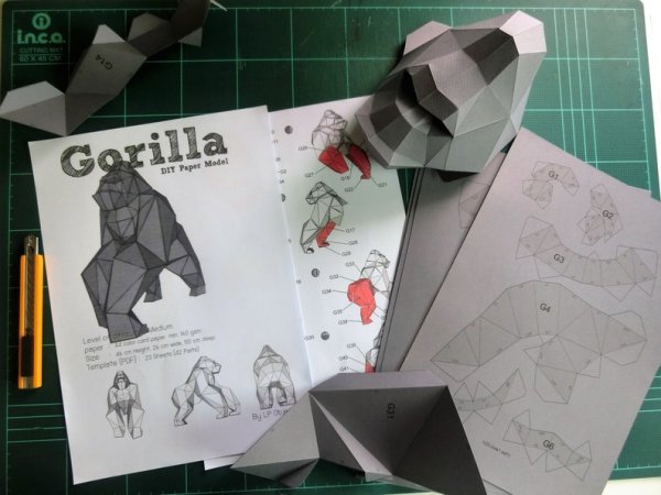Оригами из бумаги горилла