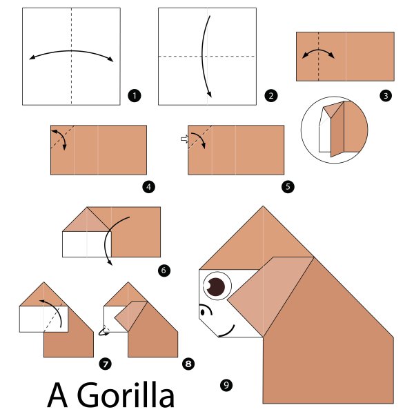 Оригами горилла схема