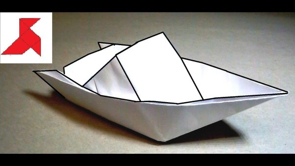Оригами катер из бумаги